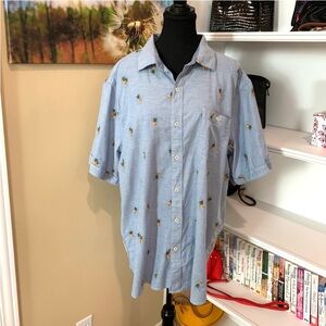 Tommy Bahama Embroidered Pineapple Isles Cotton Button Shirt